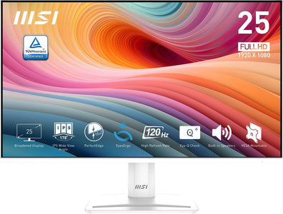 MONITOR GAMING MSI PRO MP251W E2 24.5" 1920 x 1080 1MS 120HZ HDMI DISPLAY PORT Y VGA 9S6-3PD4CM-003 BLANCO - High Tech CR